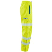 Leo Workwear Lundy Yellow LTEC 20K High Performance Waterproof Breathable Hi Vis Cargo Trouser