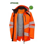 Pulsar Life LFE919 Rail Orange GRS Recycled Insulated Waterproof Hi Vis Jacket