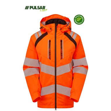 Pulsar Life LFE969 Rail Orange Women's GRS Recycled Insulated Waterproof Hi Vis Jacket