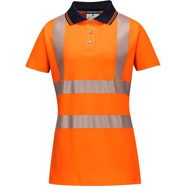 Portwest LW72 Orange Womens Hi Vis Polo Shirt