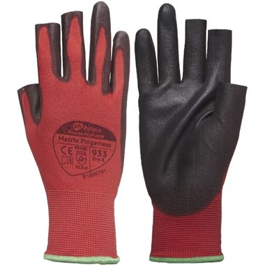 Polyco Matrix Fingerless Work Gloves 933 with PU Palm - 13g