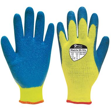 Polyco Matrix Hi Viz Thermal Work Gloves 90-MAT with Latex Palm - 10g