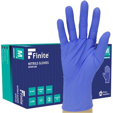 Polyco Bodyguards MFNP100 Finite P Indigo AF Nitrile Powder Free Disposable Gloves AQL1.5 (Box 100)