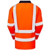 Leo Workwear Swimbridge Orange EcoViz Comfort Long Sleeve Hi Vis Polo Shirt  