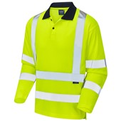 Leo Workwear Swimbridge Yellow EcoViz Comfort Long Sleeve Hi Vis Polo Shirt  