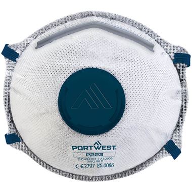 Portwest P223 Nuisnace Odour FFP2 Valved Carbon Layer Disposable Masks (Pack 10)