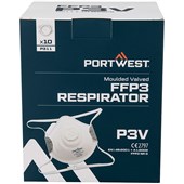 Portwest P311 Strap & Clip FFP3 Valved Dolomite Moulded Disposable Masks (Pack 10)