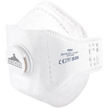 Portwest P391 Eagle FFP3 Valved Dolomite Fold Flat Disposable Masks (Pack 10)