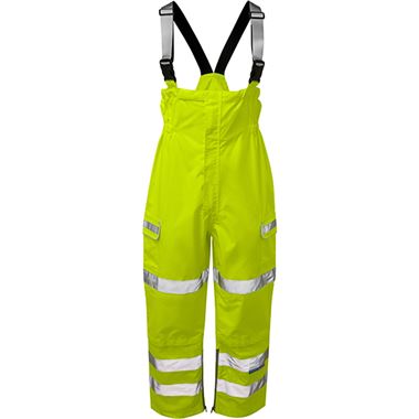 Pulsar P521-R Yellow GRS Recycled Foul Weather Hi Vis Waterproof Bib & Brace