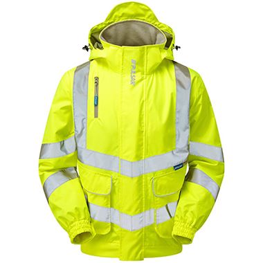 Pulsar P533-R Yellow GRS Recycled Mesh Lined Waterproof Hi Vis Bomber Jacket