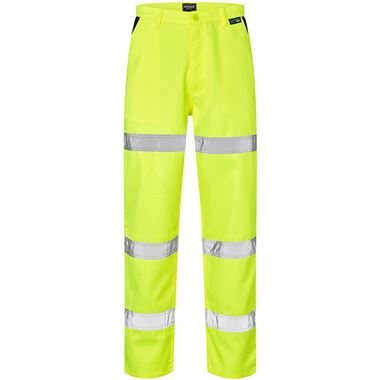 Supertouch Yellow 3 Band Polycotton Hi Vis Trousers