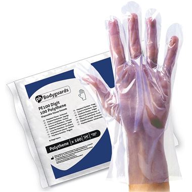 Polyco Bodyguards PE100 Digit Clear Polythene Gloves (Pk100)