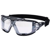 Portwest PR02 Anthracite Wraparound Plus Safety Glasses with Head Strap - Anti Scratch & Anti Fog - Mirror
