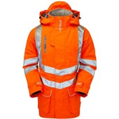 Pulsar PR499-R Rail Orange GRS Recycled Mesh Lined Waterproof Hi Vis Storm Jacket