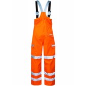 Pulsar PR504-R Rail Orange GRS Recycled Foul Weather Hi Vis Waterproof Bib & Brace