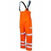 Pulsar PR504-R Rail Orange GRS Recycled Foul Weather Hi Vis Waterproof Bib & Brace