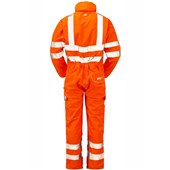 Pulsar PR505-R Rail Orange GRS Recycled Foul Weather Hi Vis Waterproof Coverall