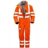 Pulsar PR505-R Rail Orange GRS Recycled Foul Weather Hi Vis Waterproof Coverall