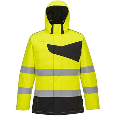 Portwest PW261 PW2 Yellow/Black Padded Waterproof Hi Vis Winter Jacket