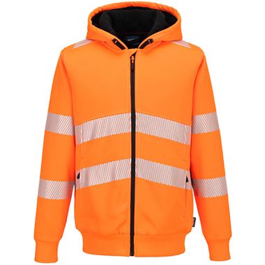 Portwest PW321 PW3 Orange Hi Vis Zipped Winter Hoodie