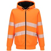 Portwest PW321 PW3 Orange Hi Vis Zipped Winter Hoodie