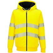 Portwest PW321 PW3 Yellow Hi Vis Zipped Winter Hoodie
