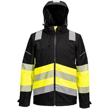 Portwest PW368 PW3 Yellow/Black Extreme Class 1 Waterproof Breathable Hi Vis Rain Jacket