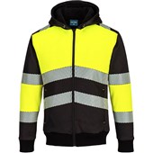 Portwest PW377 PW3 Yellow/Black Class 1 Hi Vis Zipped Winter Hoodie