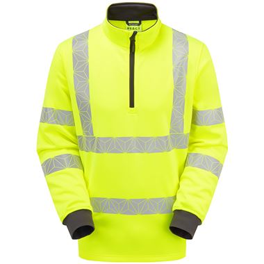 Pulsar React RCT804 Yellow Recycled Quarter Zip Hi Vis Sweatshirt