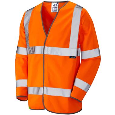 Leo Workwear Shirwell Orange EcoViz Long Sleeve Hi Vis Vest