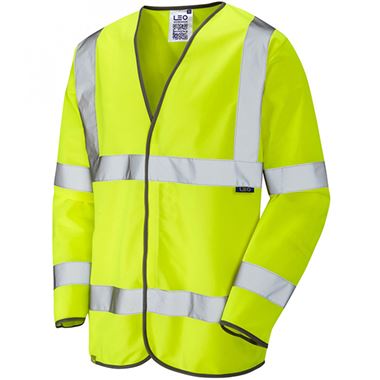 Leo Workwear Shirwell Yellow EcoViz Long Sleeve Hi Vis Vest