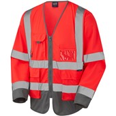 Leo Workwear Wrafton EcoViz Two Tone Long Sleeve Superior Zipped Hi Vis Vest  