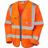 Leo Workwear Burrington Orange EcoViz Coolviz Superior Long Sleeve Hi Vis Vest 