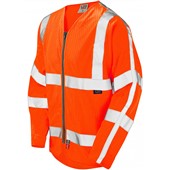 Leo Workwear Huish Orange EcoViz Flame Retardant & Anti Static Long Sleeve Zipped Hi Vis Vest 