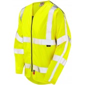Leo Workwear Huish Yellow EcoViz Flame Retardant & Anti Static Long Sleeve Zipped Hi Vis Vest