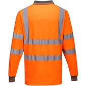 Portwest S271 Orange Polycotton Long Sleeved Hi Vis Polo Shirt