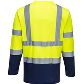 Portwest S280 Yellow/Navy Two Tone Polycotton Long Sleeved Hi Vis T Shirt