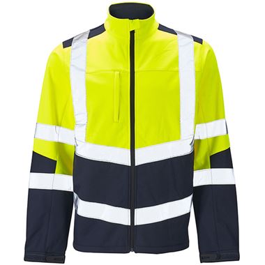 Supertouch Yellow/Navy Hi Vis Two Tone Softshell Jacket (3L)