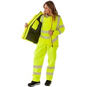 Supertouch Yellow Women's Padded Hi Vis Waterproof Jacket
