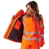 Supertouch Orange Women's Padded Hi Vis Waterproof Jacket