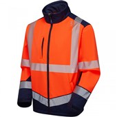 Leo Workwear Bowden Orange/Navy EcoViz Hi Vis Softshell Jacket (3L)