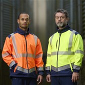 Leo Workwear Bowden Orange/Navy EcoViz Hi Vis Softshell Jacket (3L)