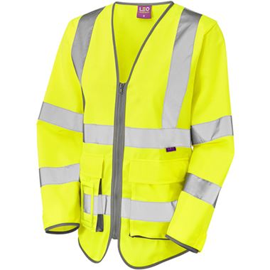 Leo Workwear Beaworthy Yellow EcoViz Women's Long Sleeve Superior Hi Vis Vest 