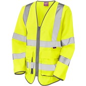 Leo Workwear Beaworthy Yellow EcoViz Women's Long Sleeve Superior Hi Vis Vest 