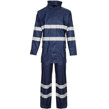 Supertouch Navy Contractor Hi Vis Waterproof Rainsuit