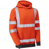 Leo Workwear Goodleigh Orange EcoViz Hi Vis Hooded Sweatshirt