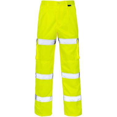 Supertouch Yellow 3 Band Hi Vis Combat Trousers