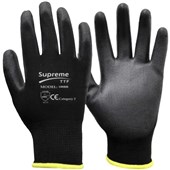 Supreme Black PU Grip Work Gloves 100BB with PU Coating - 13g