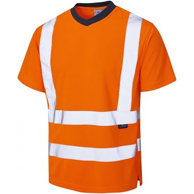 Leo Workwear Braunton Orange Coolviz EcoViz Hi Vis T-Shirt  