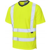 Leo Workwear Braunton Yellow Coolviz EcoViz Hi Vis T-Shirt  